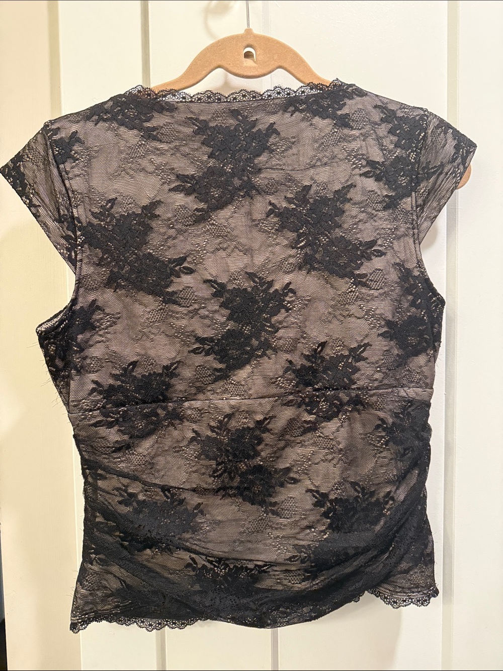 Abercrombie & Fitch Taupe Tank with Black Lace Trim - Picture 3 of 4